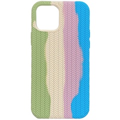 Чехол Silicone case Full Braided для Apple iPhone 13 Pro (6.1") Мятный / Голубой