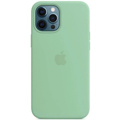 Чохол Silicone case (AAA) full with Magsafe для Apple iPhone 12 Pro Max (6.7 "), Зеленый / Pistachio