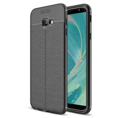 TPU чехол фактурный (с имитацией кожи) для Samsung Galaxy J4+ (2018), Черный