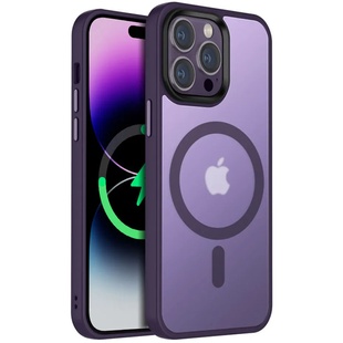 TPU+PC чехол Metal Buttons with MagSafe Colorful для Apple iPhone 15 Pro Max (6.7") Темно-фиолетовый