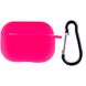 Силіконовий футляр New з карабіном для навушників Airpods Pro, Розовый / Barbie pink