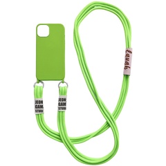 Чехол Cord case c длинным цветным ремешком для Apple iPhone 13 Pro Max (6.7") Салатовый