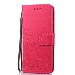 Кожаный чехол (книжка) Four-leaf Clover с визитницей для Sony Xperia XZ4, Розовый