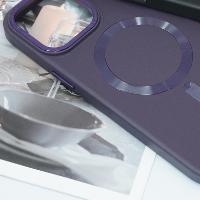 Кожаный чехол Bonbon Leather Metal Style with MagSafe для Apple iPhone 12 Pro Max (6.7") Фиолетовый / Dark Purple