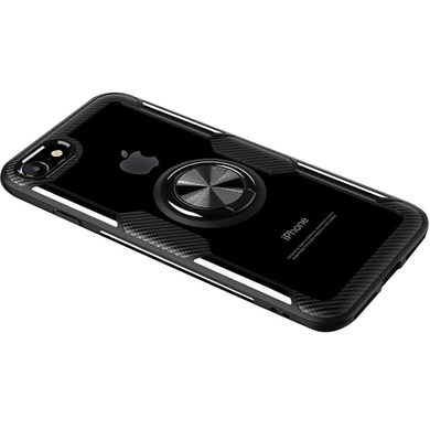 TPU+PC чехол Deen CrystalRing for Magnet (opp) для Apple iPhone 7 / 8 / SE (2020) Бесцветный / Черный