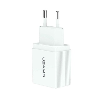 СЗУ USAMS US-CC090 T24 2.1A Dual USB Travel Charger （EU） Белый