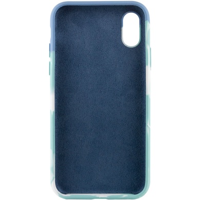 Чохол Silicone case full Aquarelle для Apple iPhone X / XS (5.8"), Бирюзово-белый