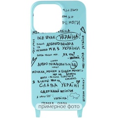Чехол Cord case Ukrainian style c длинным цветным ремешком для Samsung Galaxy A32 4G Бирюзовый / Marine Green