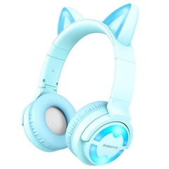 Bluetooth навушники BOROFONE BO15 Cat ear, Голубой