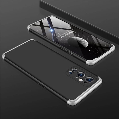Пластиковая накладка GKK LikGus 360 градусов (opp) для OnePlus 9 Pro Черный / Серебряный