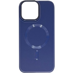 Кожаный чехол Bonbon Leather Metal Style with MagSafe для Apple iPhone 12 Pro / 12 (6.1") Синий / Navy blue