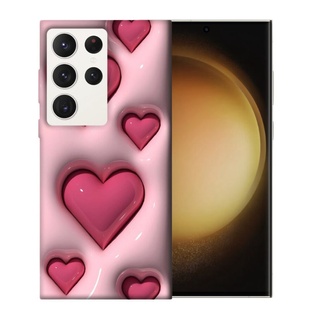 TPU чохол Volume print Samsung Galaxy S23 Ultra, Pink hearts