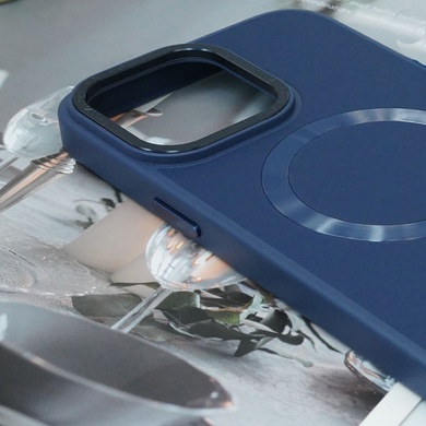 Кожаный чехол Bonbon Leather Metal Style with MagSafe для Apple iPhone 12 Pro / 12 (6.1") Синий / Navy blue
