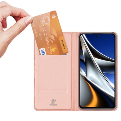 Чехол-книжка Dux Ducis с карманом для визиток для Xiaomi Poco X4 Pro 5G Rose Gold