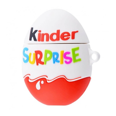 Силиконовый футляр Kinder Surprise с карабином для наушников AirPods, Kinder Surprise / Красно-белый