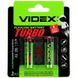 Батарейка VIDEX TURBO LR06 (AA) blister 2, Черный / Зеленый