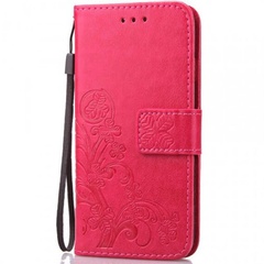 Кожаный чехол (книжка) Four-leaf Clover с визитницей для Vivo iQOO, Розовый