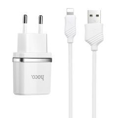 СЗУ Hoco C12 Charger + Cable Lightning 2.4A 2USB Белый