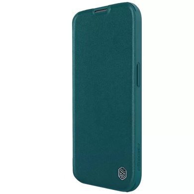 Шкіряний чохол (книга) Nillkin Qin Pro Plain Camshield для Apple iPhone 15 (6.1"), Зеленый
