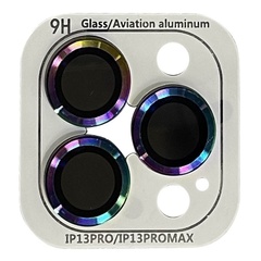 Захисне скло Metal Classic на камеру (в упаковці) для Apple iPhone 13 Pro / 13 Pro Max, Сиреневый / Rainbow