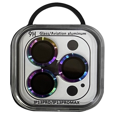 Защитное стекло Metal Classic на камеру (в упак.) для Apple iPhone 13 Pro / 13 Pro Max Сиреневый / Rainbow