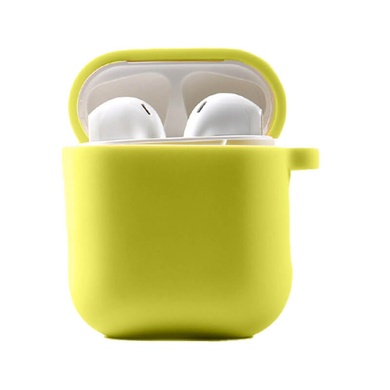 Силіконовий футляр з мікрофіброю для навушників Airpods 1/2, Желтый / Bright Yellow