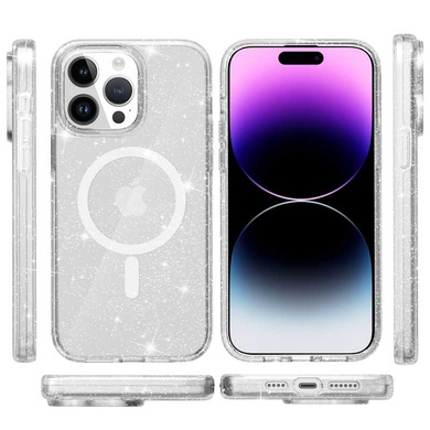 Чехол TPU Galaxy Sparkle (MagFit) для Apple iPhone 15 Pro Max (6.7") Clear+Glitter