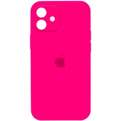 Чехол Silicone Case Full Camera Protective (AA) для Apple iPhone 12 (6.1") Розовый / Barbie pink