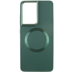 TPU чехол Bonbon Metal Style with MagSafe для Samsung Galaxy S21 Ultra Зеленый / Army Green