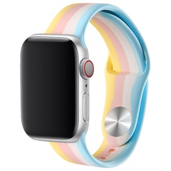 Силиконовый ремешок Rainbow для Apple watch 38mm / 40mm Желтый / Голубой