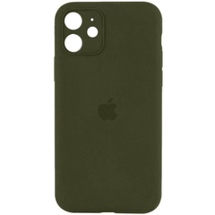 Чехол Silicone Case Full Camera Protective (AA) для Apple iPhone 12 (6.1") Зеленый / Dark Olive