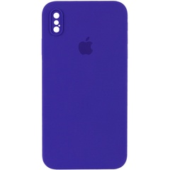 Чехол Silicone Case Square Full Camera Protective (AA) для Apple iPhone XS / X (5.8") Фиолетовый / Ultra Violet