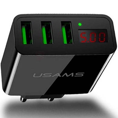 СЗУ USAMS US-CC035 с дисплеем (3USB 2.4A), Черный