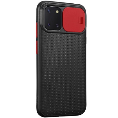 Чехол Camshield Black TPU со шторкой защищающей камеру для Samsung Galaxy Note 10 Lite (A81) Черный / Красный