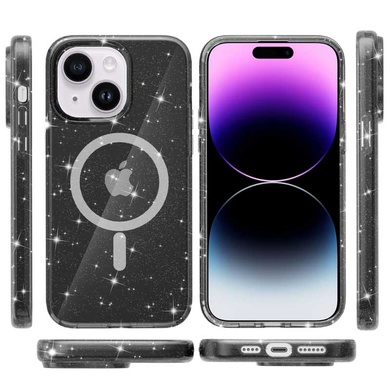 Чехол TPU Galaxy Sparkle (MagFit) для Apple iPhone 15 (6.1") Black+Glitter