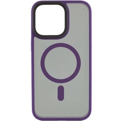 TPU+PC чохол Metal Buttons with MagSafe для Apple iPhone 15 Pro Max (6.7"), Темно-фиолетовый