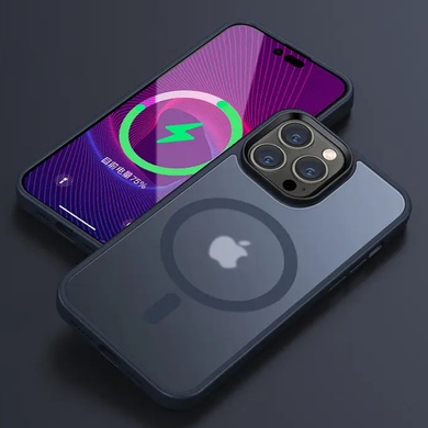 TPU+PC чехол Metal Buttons with MagSafe Colorful для Apple iPhone 12 Pro / 12 (6.1") Синий