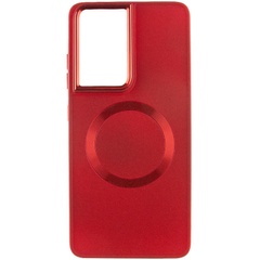 TPU чехол Bonbon Metal Style with MagSafe для Samsung Galaxy S21 Ultra Красный / Red