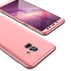 Пластиковая накладка GKK LikGus 360 градусов для Samsung A530 Galaxy A8 (2018), Розовый / Rose Gold