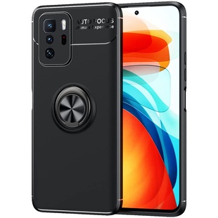 TPU чехол Deen ColorRing под магнитный держатель (opp) для Xiaomi Redmi Note 10 5G / Poco M3 Pro Черный / Черный