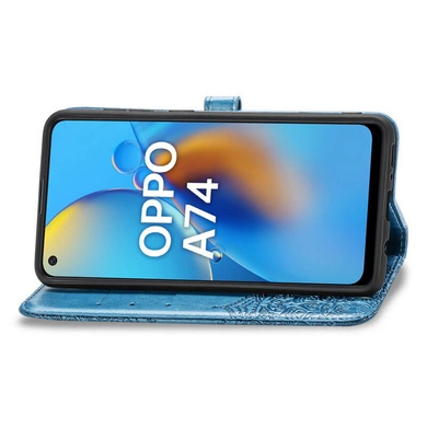 Шкіряний чохол (книжка) Art Case з візитниці для Oppo A74 4G, Синий