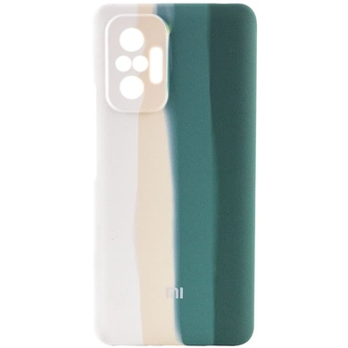 Чохол Silicone Cover Full Rainbow для Xiaomi Redmi Note 10 Pro / 10 Pro Max, Білий/Зелений