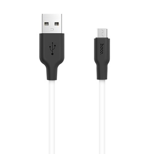 Дата кабель Hoco X21 Plus Silicone MicroUSB Cable (1m) Черный / Белый