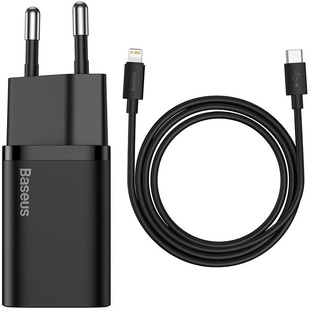 СЗУ Baseus Super Si Quick Charger 1C 20W + кабель Type-C to Lightning (TZCCSUP-B) Черный