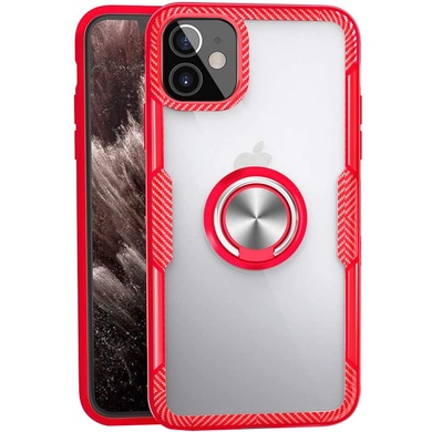 TPU+PC чехол Deen CrystalRing for Magnet (opp) для Apple iPhone 12 mini (5.4") Бесцветный / Красный
