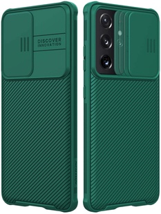 Карбоновая накладка Nillkin Camshield (шторка на камеру) для Samsung Galaxy S21 Ultra Зеленый / Dark Green