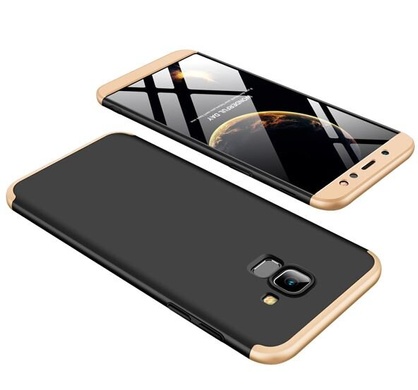Пластиковая накладка GKK LikGus 360 градусов для Samsung J600F Galaxy J6 (2018), Черный / Золотой