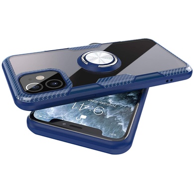 TPU+PC чехол Deen CrystalRing for Magnet (opp) для Apple iPhone 12 mini (5.4") Бесцветный / Темно-синий