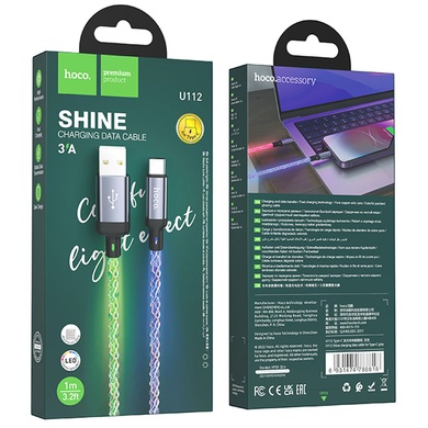 Дата кабель Hoco U112 Shine 2.4A USB to Type-C (1m) Gray