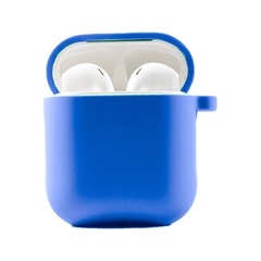 Силіконовий футляр з мікрофіброю для навушників Airpods 1/2, Синий / Royal blue